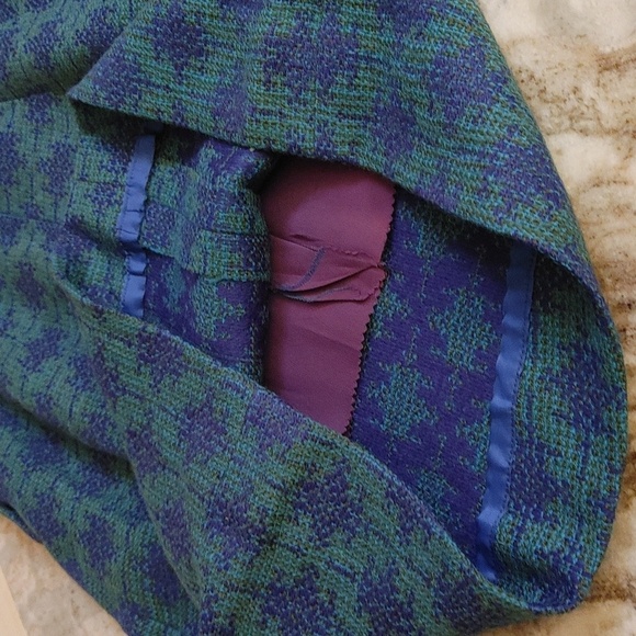 VTG Tailored Woven Wool Skirt XS-S Violet-Blue, Turquoise, Khaki-Green - Picture 7 of 15